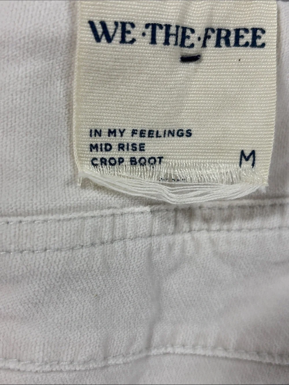 Free People “In my feelings” velvet Cream side zip stretch mid rise crop pants M